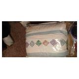 Vintage Handmade Star Quilt with a Diamond Border, likely in pastel floral patterns