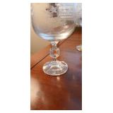 Set of Bohemia Crystal Glasses with Gold Trim and Floral Etched Designs