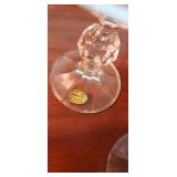 Set of Bohemia Crystal Glasses with Gold Trim and Floral Etched Designs