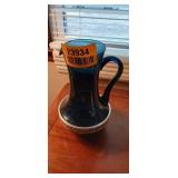 Colony Italy Smokey Glass Pitcher with Metal Silver-plate Trim