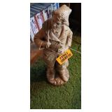 Vintage Marwal Ind Inc Chalkware Fisherman Sculpture 18" Tall