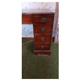 Sturdy Wooden Desk with Drawers with Black Handles for Storage