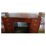 Sturdy Wooden Desk with Drawers with Black Handles for Storage
