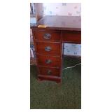 Sturdy Wooden Desk with Drawers with Black Handles for Storage