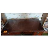 Sturdy Wooden Desk with Drawers with Black Handles for Storage