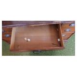 Sturdy Wooden Desk with Drawers with Black Handles for Storage