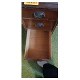 Sturdy Wooden Desk with Drawers with Black Handles for Storage