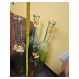 Tall Green, Blue, and Orange Glass Bottles Collection, 5 Vases - Retail: $250