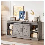 Garvee 65 in TV Stand Console Table with Sliding Barn Doors Adjustable - Retail: $230