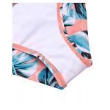 Arshiner Girls Swimsuit Two Pieces Bikini Set Ruffle Bathing Suits Flounced Tankini Swimwear Pink-Orange Monstera Print Size 9-10 - Retail: $15