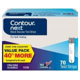 Ascensia Contour Next Blood Glucose Test Strips for Diabetes 70 Count (1 Pack) - Accurate, No Coding, Second-Chance Sampling, Compatible with All Contour Next Meters for Easy Blood Sugar Testing - Ret