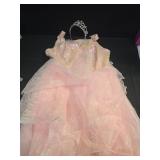 Miltrs Women Pink Witch Costume for Adult Pink BubbleTulle Dress Good Witched Princess Dress with Wand and Crown, Small - Retail: $62