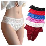 JALIYO Sexy Panties for Women Plus Size Naughty Thongs Floral Lace Briefs Underwear (6 Pack, 2XL) - Retail: $19