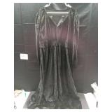 Long Black Velvet Dress Long Sleeve Floral Patterns XL  - Retail: $20