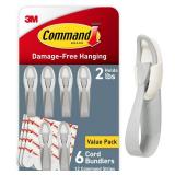Command Cord Bundlers, Damage-Free Hanging Cord Organizer, No Tools Cord Bundler for Hanging Electrical Cables of Christmas Decorations, 6 Gray Cord Bundlers and 12 Command Strips - Retail: $12