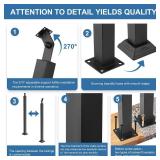 Yolanda 4pcs Black Railing Post Kit, Metal Stair Post, Indoor Outdoor Metal Deck Railing Sprindles, 270° Adjustable for Porch, Concrete, Wooden Steps (33.46IN) - Retail: $130