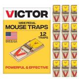 Victor Mouse Traps M035-12, Plastic Pedal, Sustainably Sourced FSC Wood, Wooden Mouse Traps, 12 Pack - Retail: $15
