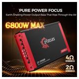 2026 Upgraded ZYZCLES 4-Channel High Power Car Amplifier, 6800W Max Power, 4X1700W RMS 2 Ohms 4 Channels 2 Bridged Channels(3400W),Class AB, Low Distortion - Unleash Studio-Quality Sound in Your Ride 