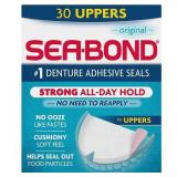 Sea Bond Upper Secure Denture Adhesive Seals  For an All Day Strong Hold  Original Flavor Seals  30 Count