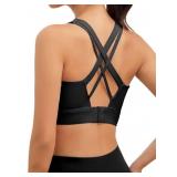 Sports Bras for Women, High Impact Push Up Criss Cross Back Padded Strappy Workout Running Sports Yoga Bras for Large Bust Large  - Retail: $19