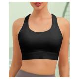 Sports Bras for Women, High Impact Push Up Criss Cross Back Padded Strappy Workout Running Sports Yoga Bras for Large Bust Large  - Retail: $19