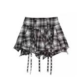 Pleated Skirts for Women Plaid Skirt Punk Goth Y2k Emo Skirt High Waisted A-line Flare Mini Skirts Black 2X - Retail: $20