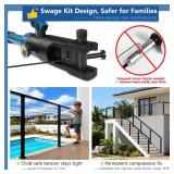 Zylorix 2ft-4ft Complete Set 33° Drilled Cable Railing System 42" with Handrail Cuttable, T304 Stainless Steel Black Angle Cable Railing Posts Kit with 1/8" Cable Railing Hardware for 28-38° Step - 