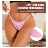 YIFVTFCK 4Pack Women G-String Thongs Sexy T-back Lace Underwear Cut Out Low Rise Floral Breathable Cheeky Panties Red S - Retail: $15
