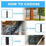Sidasu 36\" Stair Post 30°-Drilled Side Cable Railing Stainless Steel Adjustable Line Angle Post Black Stair Railing System kit,P03-Matte Black Finish - Retail: $50