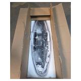 DWLGIGH 33.4" Modern Dining Room Chandelier, 4-Light Linear Chandelier with White Double Oval Linen Shade Large Hanging Pendant Light for Over Table Entryway Foyer Kitchen Island Light Fixture, E26 - 