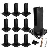 Cvter Black Glass Railing Spigot, 10 Pack, Heavy Duty Glass Clamp Post, 304 Stainless Steel Railing System for Stairs Balusters/Pool/Balcony/Patio/Deck (Net Weight 2.31lb) - Retail: $180