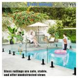 Cvter Black Glass Railing Spigot, 10 Pack, Heavy Duty Glass Clamp Post, 304 Stainless Steel Railing System for Stairs Balusters/Pool/Balcony/Patio/Deck (Net Weight 2.31lb) - Retail: $180