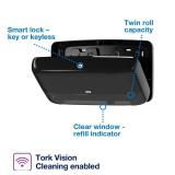 Tork Twin Mini Jumbo Toilet Paper Roll Dispenser Black T2, Protects Rolls, Elevation Range, 5555290 - Retail: $25