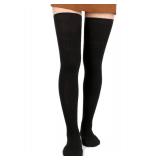 Moon Wood Women Thigh High Socks Black Over the Knee Leg Warmer Girls Tall Long Stockings, 1 Pack - Retail: $10