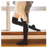 Moon Wood Women Thigh High Socks Black Over the Knee Leg Warmer Girls Tall Long Stockings, 1 Pack - Retail: $10