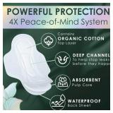 L. Ultra Thin Pads for Women, Regular Absorbency, Organic Cotton Top Layer, Unscented Pads with Wings, 56 Count - Retail: $14