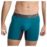 STEP ONE Mens Boxers Shorts, 1 Pair, Anti Chafing Underwear for Men, Moisture-Wicking Boxer Shorts with 3D Pouch Teal and Grey Large - Retail: $16