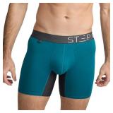 STEP ONE Mens Boxers Shorts, 1 Pair, Anti Chafing Underwear for Men, Moisture-Wicking Boxer Shorts with 3D Pouch Teal and Grey Large - Retail: $16