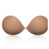 Wingslove Adhesive Bra Reusable Strapless Self Silicone Push-up Invisible Sticky Bras for Backless Dress (Camel,D) - Retail: $19