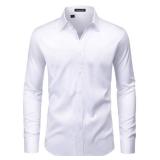 ROUWELL Mens White Dress Shirt Long Sleeve Non Iron Wrinkle Free Stretch Business Office Wedding Button Down Shirts XL - Retail: $17