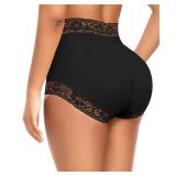DERCA Butt Enhancer Hip Pads Lace Padded Boyshorts (#0114 Black-panties,X-Large) - Retail: $34
