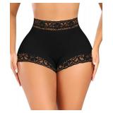DERCA Butt Enhancer Hip Pads Lace Padded Boyshorts (#0114 Black-panties,X-Large) - Retail: $34