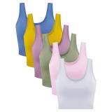 Geyoga 6 Pieces Women Basic Crop Tank Tops Sleeveless Sports Crop Top(Large,Light Color) - Retail: $24