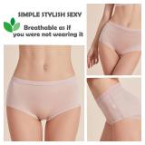 K meet Q Mulberry Silk Brief Panties for Women, High Waisted Womens Underwear, Ultra-soft and Quick-dry, Pink, Medium - Retail: $15