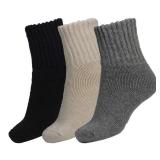 BomKinta Women Winter Solid Socks Thick Warm Wool Socks Cozy Crew Socks for Women Christmas Gift, Medium - Retail: $17