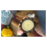 Brown Glass Scalloped Candle Holder