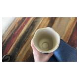 White Ceramic Floral Vase with Scalloped Rim