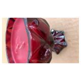 Ruby Red Glass Pedestal Candle