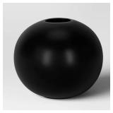 Modern Round Black Ceramic Ball Vase