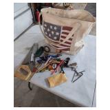 American Flag Canvas Tote Bag with Mixed Tools